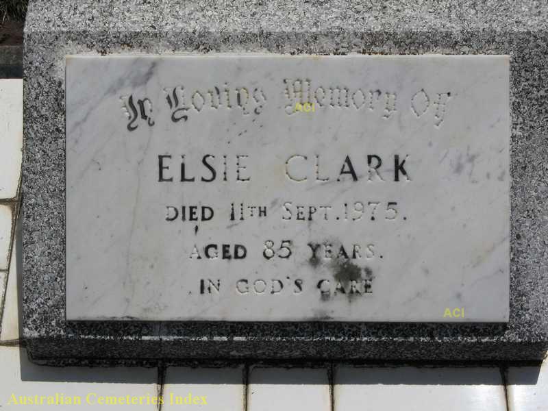 Photo of headstones/Elsie Clark (nee McLennan) d 1975 hdstn Casino